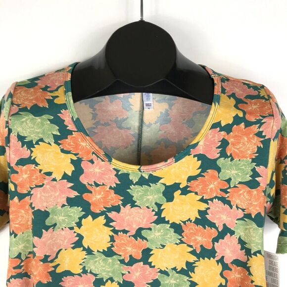 NEW LuLaRoe Floral Print Perfect T Women's XS Scoop Neck Tunic Stretch Knit - Picture 2 of 11